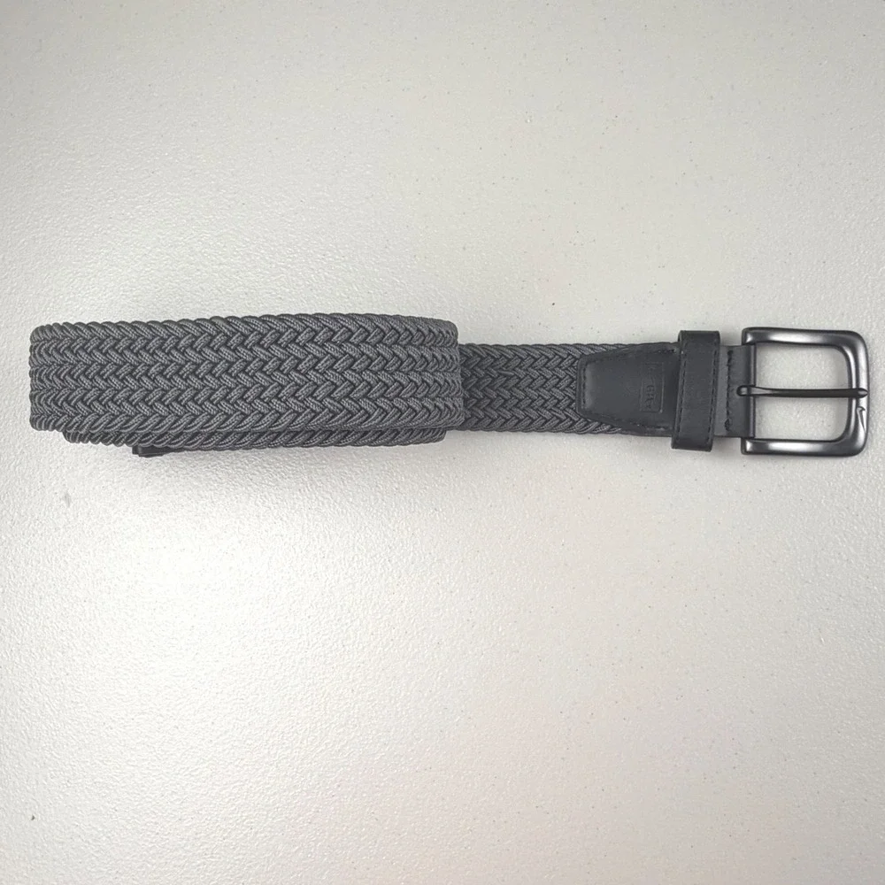 Nike G-Flex Woven Stretch Golf Belt Mens Dark Grey Braided Elastic Webbing